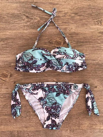 Printed Knot Side Bottom Bikinis Swimwear