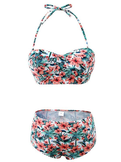 Floral High Waisted Bikini Set