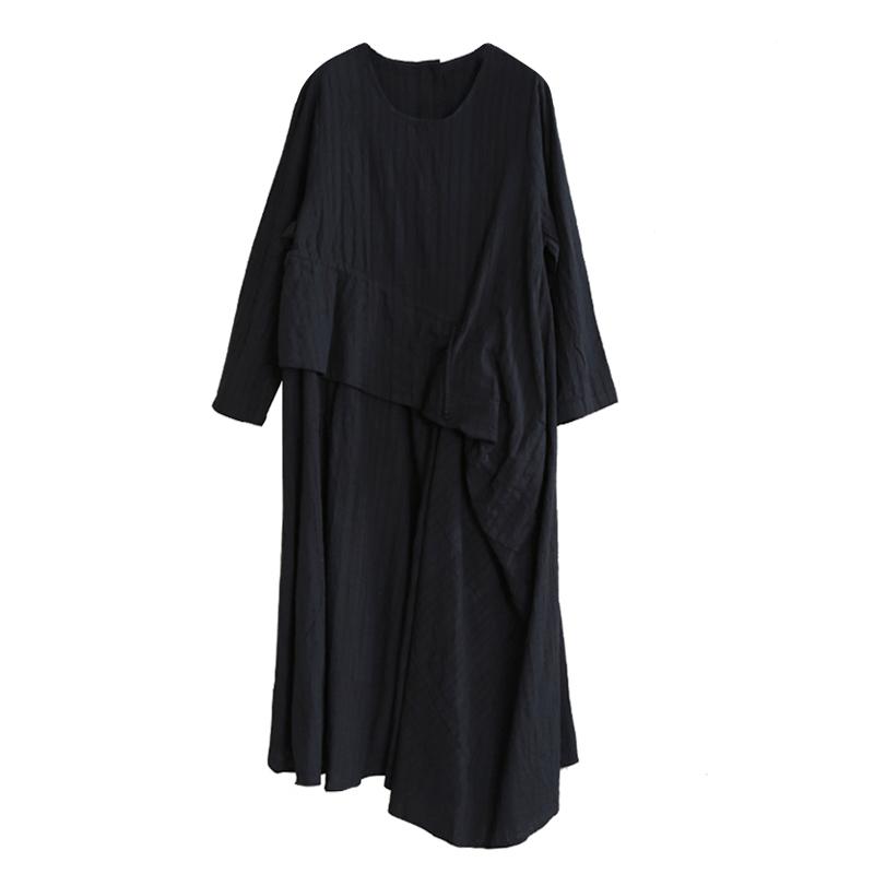 Buykud Drawstring Irregular Oblique Ruffle Loose Dress