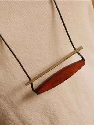 Simple Alloy Wood Oval Necklace