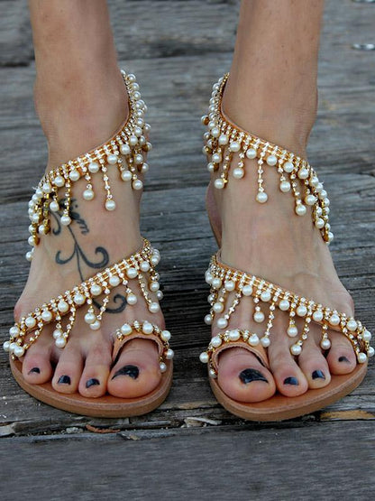 Pretty Handmade Beach Flat Sandals