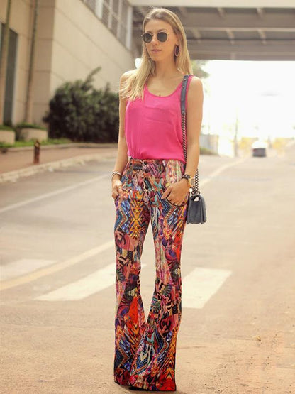 Fashion Floral Bell-bottoms Casual Pants