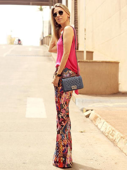 Fashion Floral Bell-bottoms Casual Pants