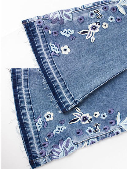 Fashion Embroidered Jean Pants Bottoms