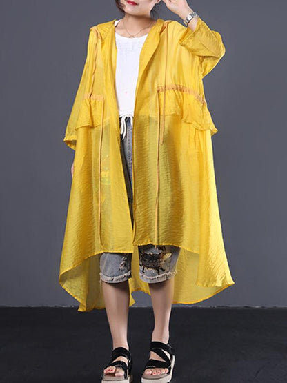 Loose Split-joint Falbala Sun-protection Outwear