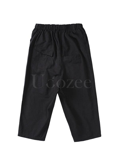 Loose Straight Leg Buttons Pants