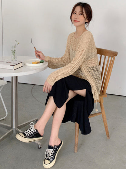 Original Solid Irregularity Split-Side A-Line Skirt