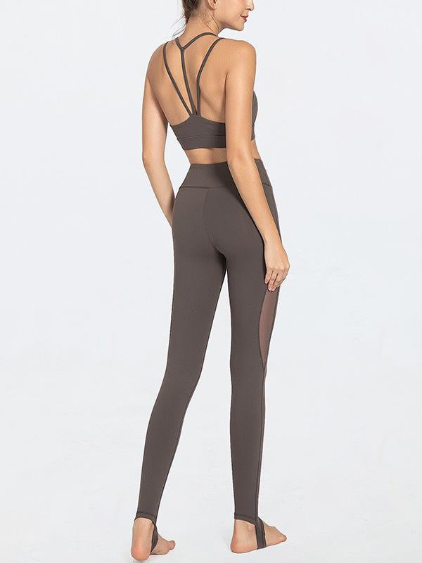 Solid Quick Dry Sleeveless Yoga Suits