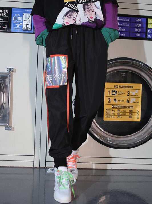 Loose Split-joint Elastic Waist Sport Pants