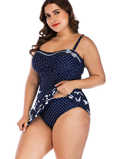 Plus SIze Polka Dot Tankini Swimsuit