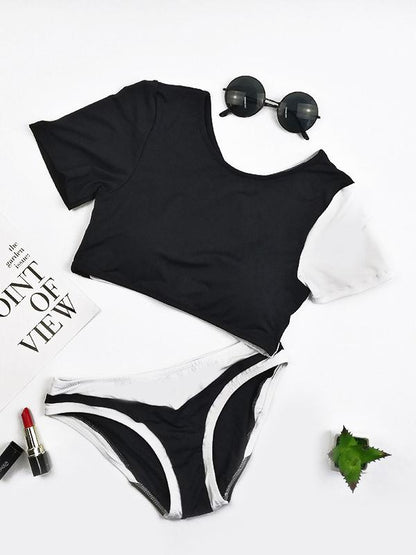Sports Sexy Contrast Color Tankini Swimsuit