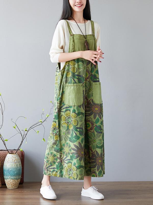 Vintage Loose Printed Wide Leg Pants