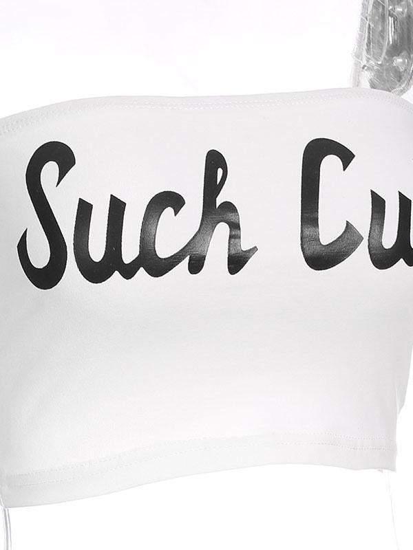 Street Casual Hip-Hop Letter Printed Strapless Tank