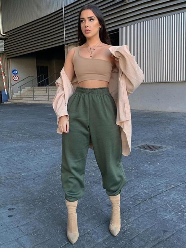 Simple Solid Color Athletic Pants