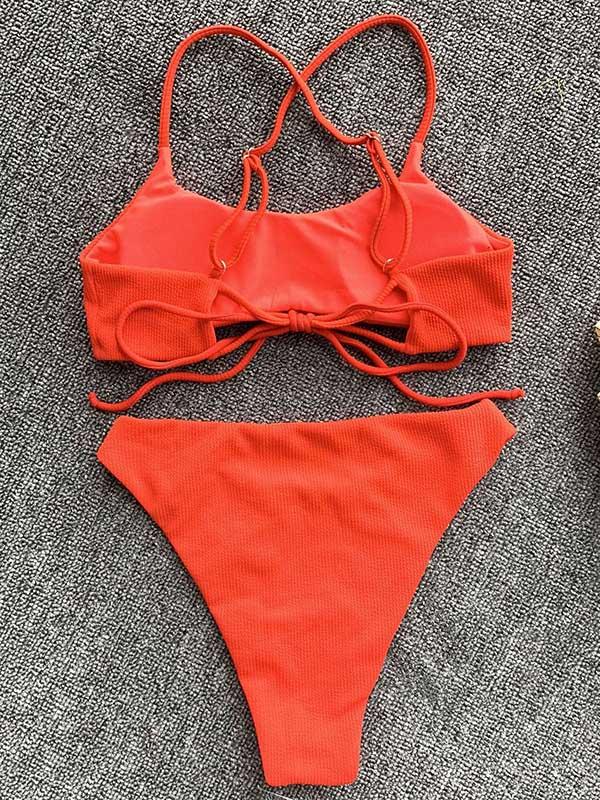 Simple Crisscross Bikini Swimsuit