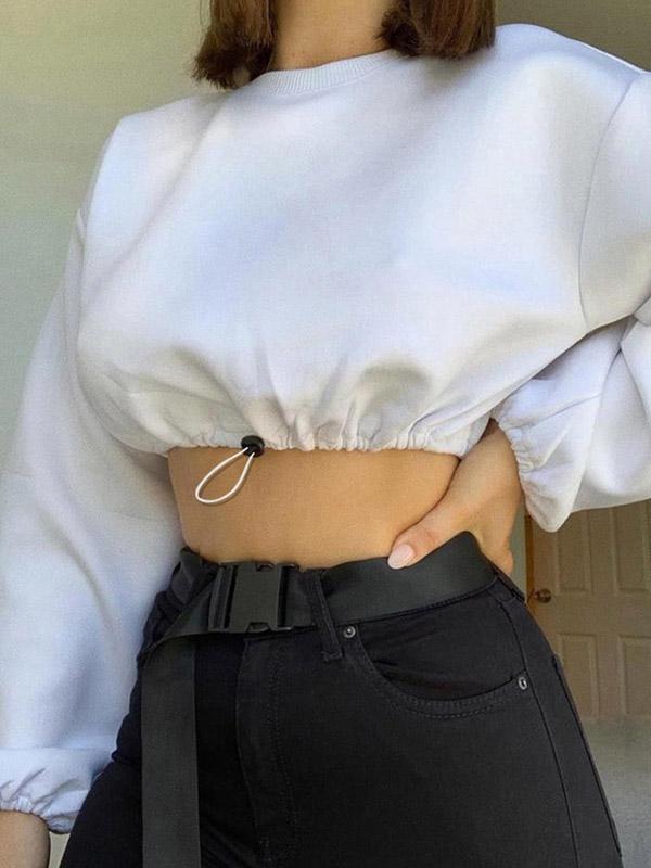 Fashion Loose Solid Sweat Shirts