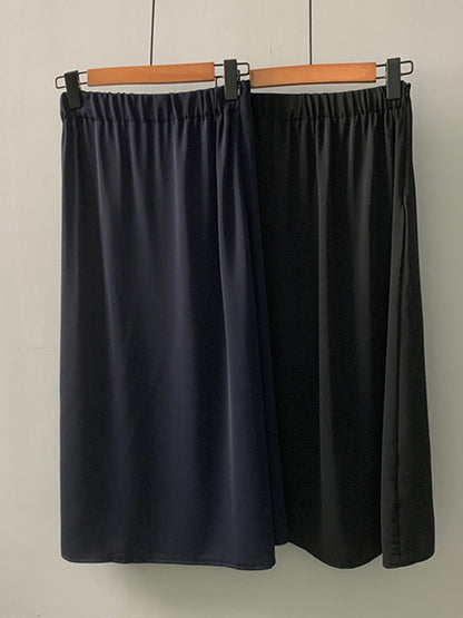 Original Solid Irregularity Split-Side A-Line Skirt