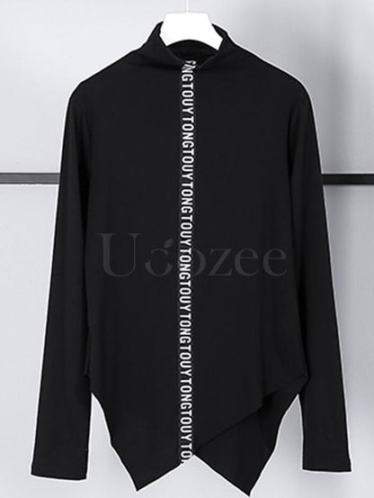 Letter Printed High-neck Bottoming T-shirt