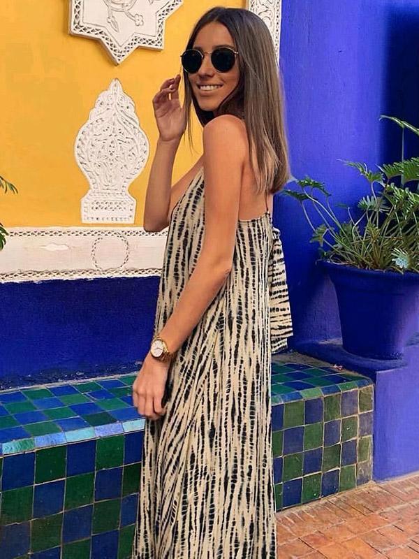 Boho Back Knot V-neck Maxi Dress