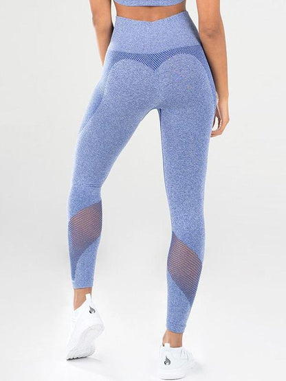 Solid Sports Mesh Panel Leggings