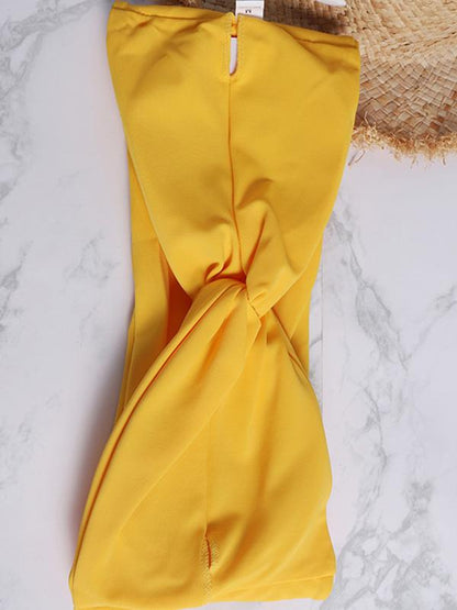 Strapless Top With Lwopard Panty Bikini Set