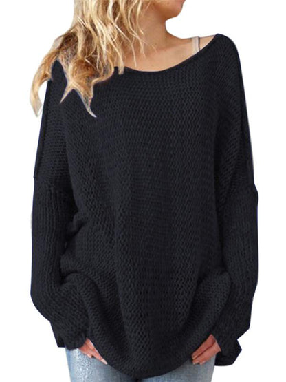 Loose Solid Color Knitting Sweater Tops