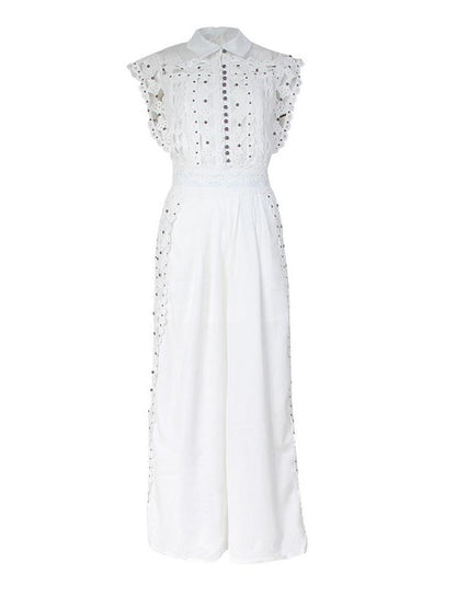 Casual Rivet holes Sleeveless Wide Leg Chic Jumpsuits