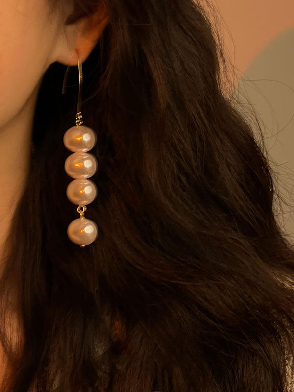 Vintage Irregularity Pearl Tasseled Earrings Accessories