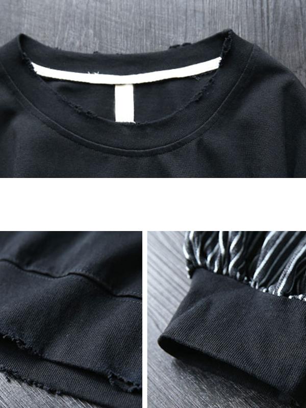 Buykud Striped Batwing Sleeve Letter Loose Blouse