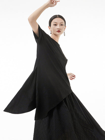 Original Irregular Solid Color Split-Joint T-Shirt Top