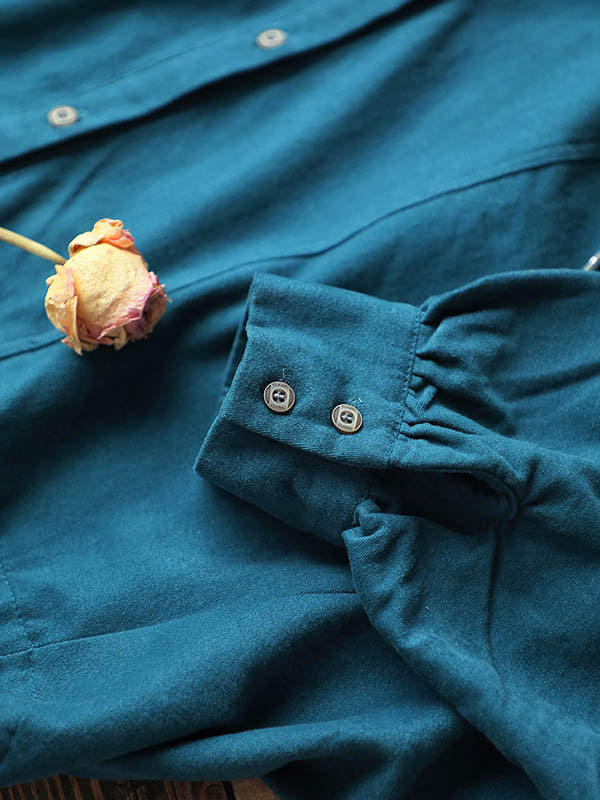 Casual Buttoned Drawstring Solid Color Batwing Sleeve Outerwear