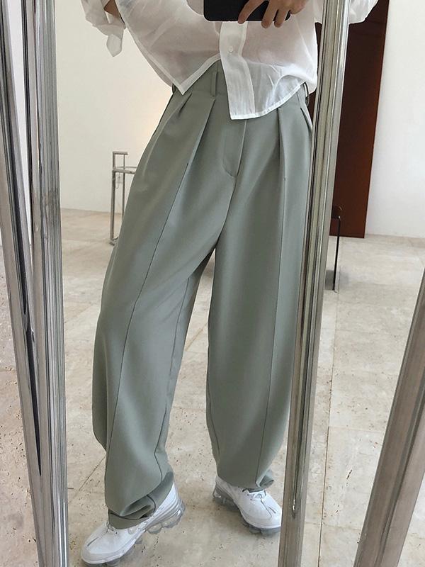 Casual Solid Column Pants Bottoms