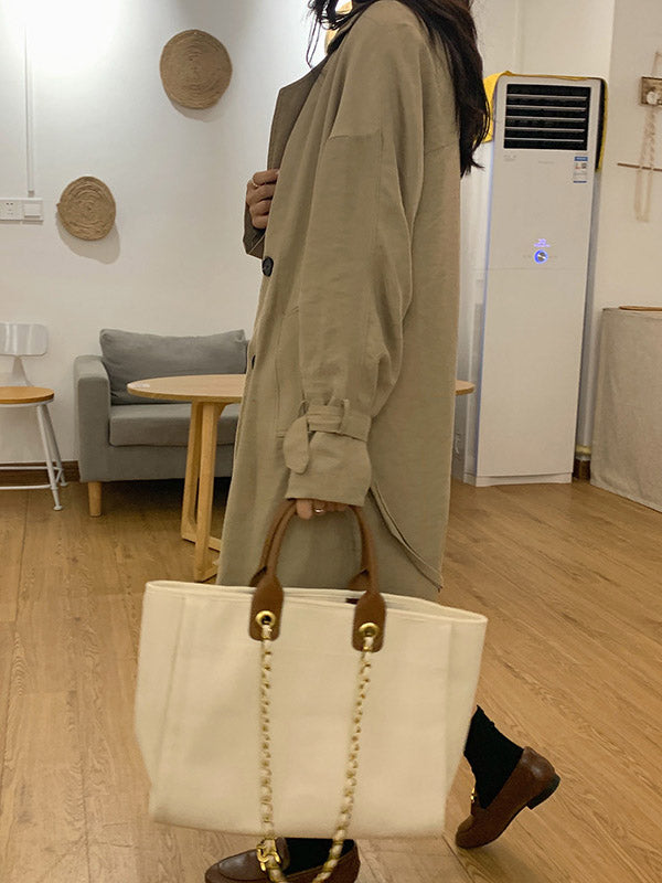 Urban Simple Chic Split-Joint Canvas Tote Bag