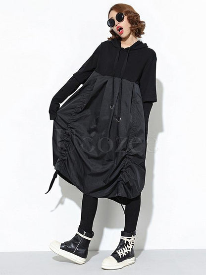 Loose BF Style Hooded Long Shirt Dress