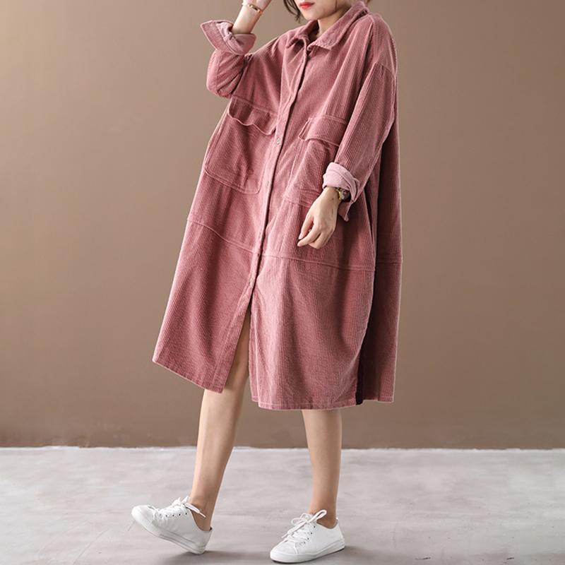 Buykud Pure Color Side Stripe Comfortable Loose Dress