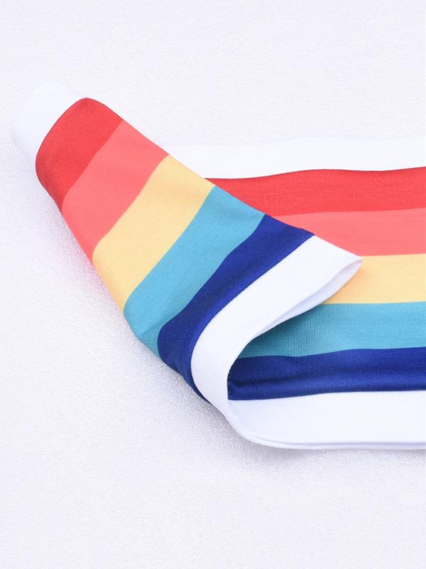 Fashion Rainbow Striped Sexy Wrap Sports Bra