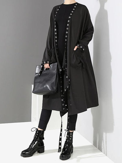 Casual Metal Split-joint Cropped Wind Coat