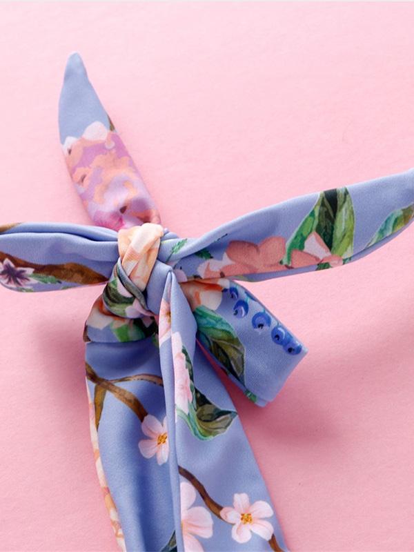 Lace Up Floral Bikini Swimsuit