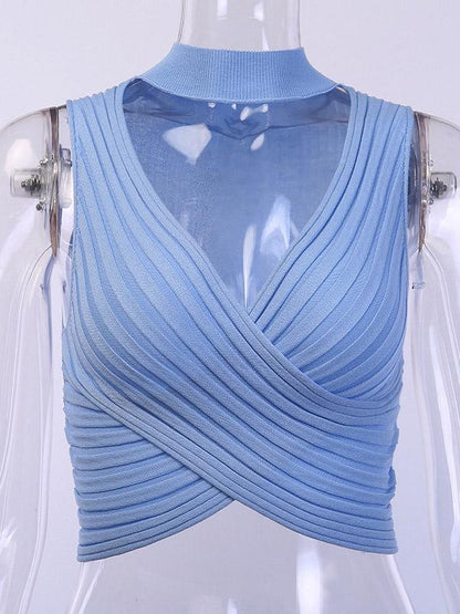 Solid Halterneck Bare Midriff Tank