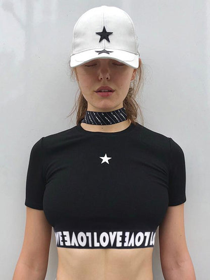 Skinny Star Graphic Cropped Tees
