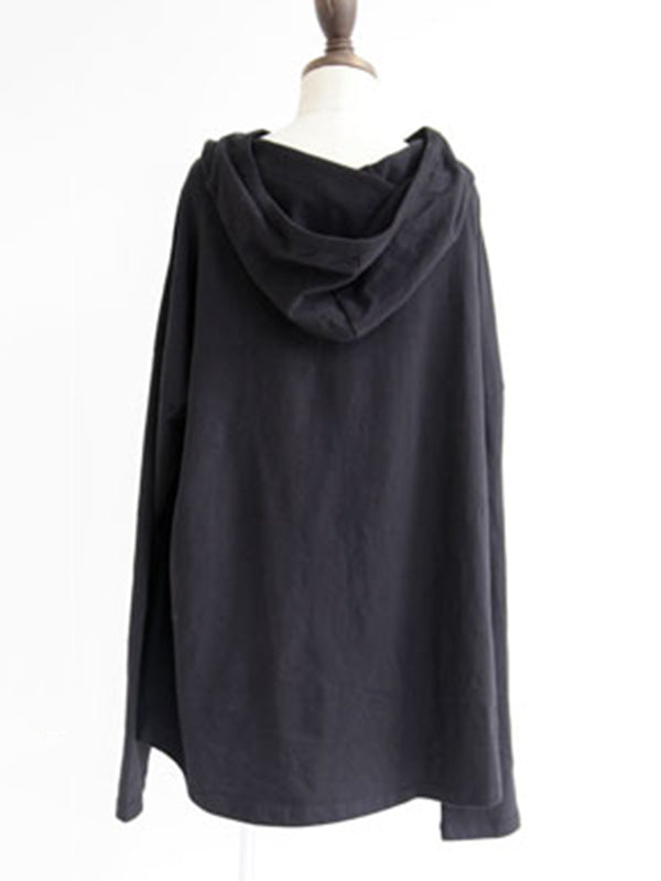 Simple Casual Solid Color Heaps Collar Long Sleeves Hoodies