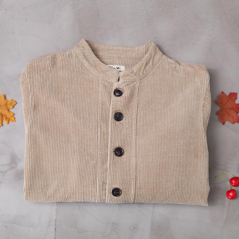 Buykud Patchwork Corduroy Single Breasted Autumn Coat