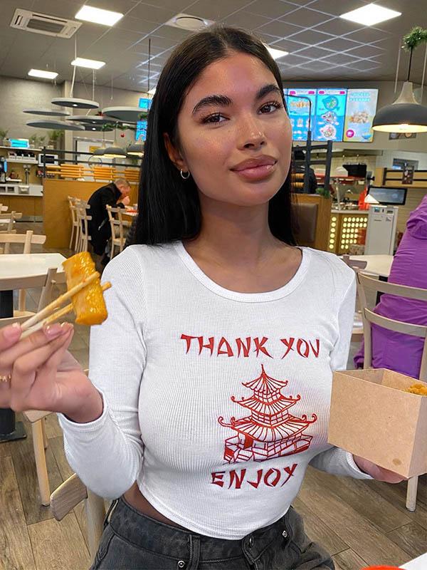 Casual Wrap Printed Long Sleeves Tees