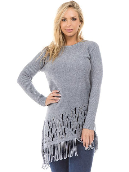 Tasseled Long Sleeves Knitting Sweater Tops