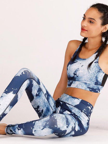 Fashion Ocean Printed Wrap Yoga Suits