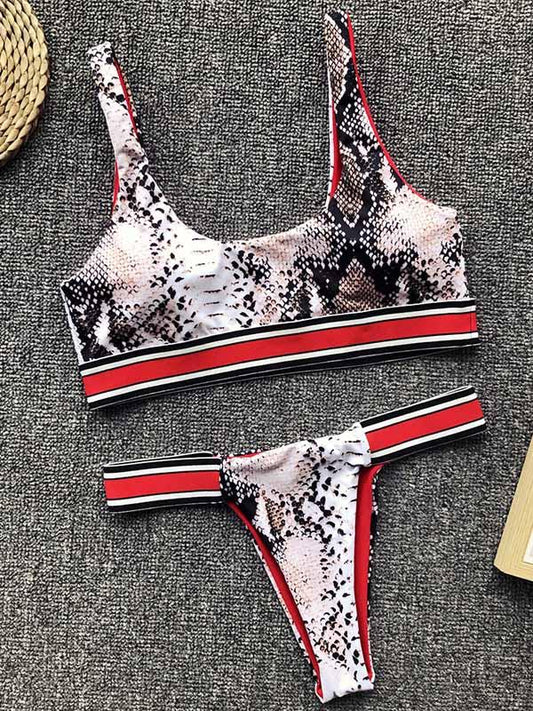 Snakeskin&Leopard Printed Bikinis Swimwear