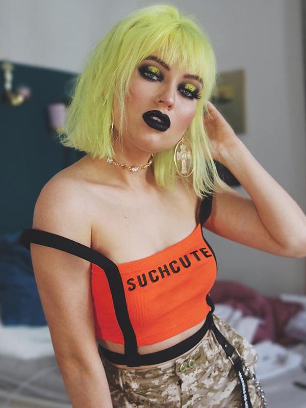 Punk Contrast Color Letters Printed Vest Top