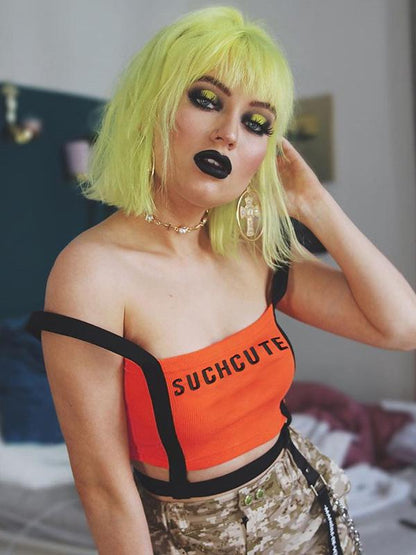 Punk Contrast Color Letters Printed Vest Top