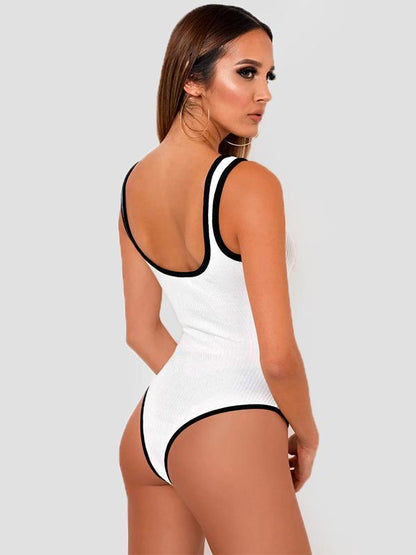 Sexy U-Neck Zipper Backless Bodysuits