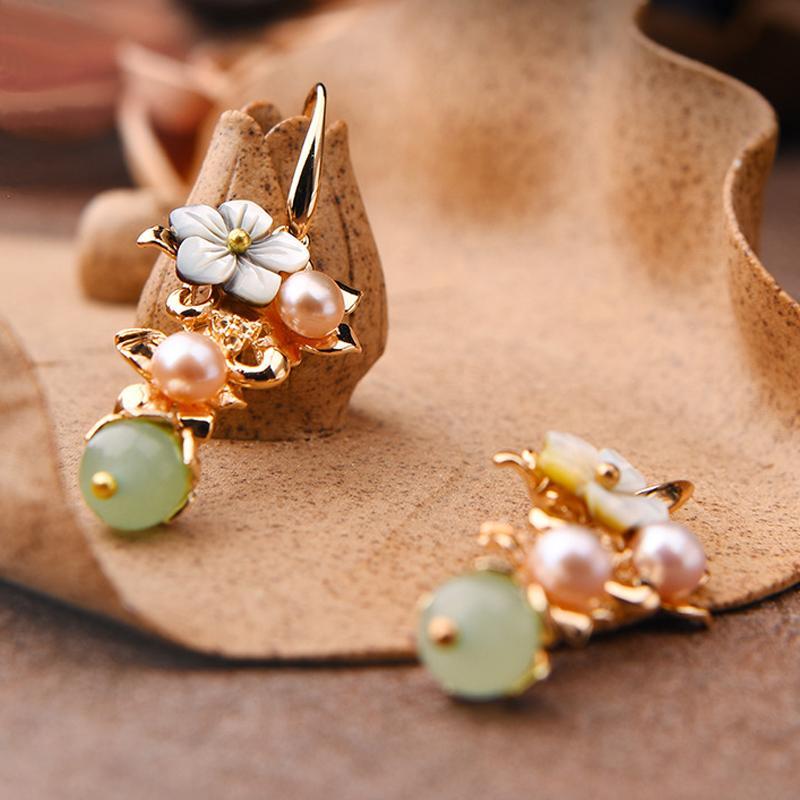 Ethnic Gold Plated Long Eardrop Earrings